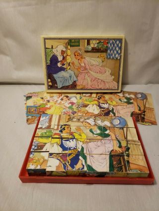 Vintage 24 Piece Wooden Block Puzzle Made In W.  Germany