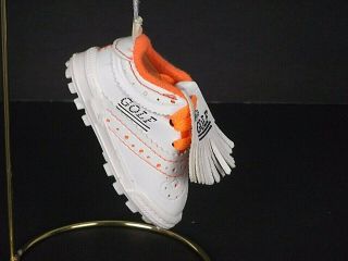 Golf Shoe Christmas Ornament White Orange Holidays Cleats Golfing Pro 3 - 3/4 " Exc