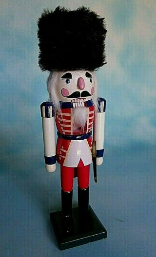 Vintage Wooden Nutcracker Soldier With Fur Hat 15 " Tall