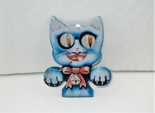 Vintage Creepy Cat Tin Litho Toy Clicker And Motion
