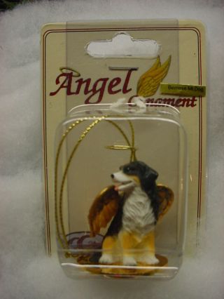 Bernese Mountain Dog Angel Ornament Hand Painted Resin Figurine Christmas Puppy