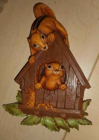Homeco Dart Ind Vintage Chipmunk/squirrels & Bird House Plastic Wall Hanger