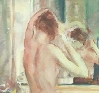 Seated Female Nude Oil Painting on Board dated 1980 signed M.  Epstein 3