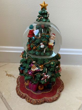 Christopher Radko Musical Christmas Tree With Snowglobe Santa’s Elves Tree Box