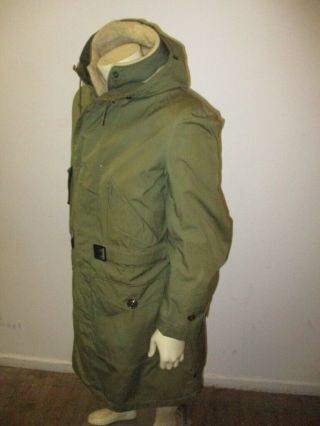 Vintage US M - 1947 M - 47 Army Winter Overcoat Parka Type With Pile Liner MEDIUM 2