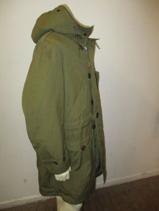Vintage US M - 1947 M - 47 Army Winter Overcoat Parka Type With Pile Liner MEDIUM 3