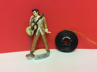 Elvis Presley Collectible Ornament Set Gold Lame Suit Record Trevco 2002 No 80