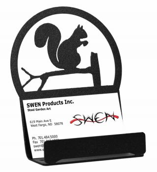 Swen Products Squirrel Black Metal Business Card Holder