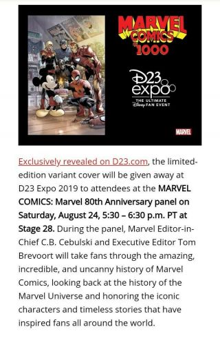 Marvel Comics 1000 Disney D23 Expo Variant cover Spiderman Mickey Mouse 3