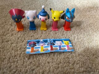 Vintage Pokémon Weavile,  Mew,  Mime Jr. ,  Pikachu,  Lucario Mini Pez Set