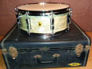 Ludwig Jazz Festival Snare Wmp Vintage 1965 With Case White Marine Pearl