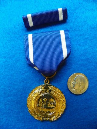 Korean War Florida National Guard Faithful Service Medal With Bar & Box
