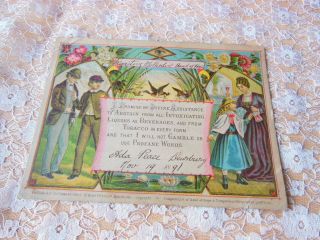 Victorian Band Of Hope & Temperance/abstinence Card/1891