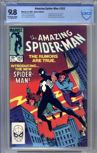 Spider - Man 252 Cbcs 9.  8 1st Black Costume/venom Black Cat