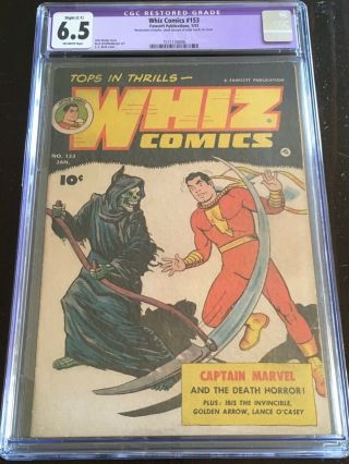 Whiz Comics 153 Cgc 6.  5 Ow R 1953 Captain Marvel Scarce Grim Reaper Death Cover