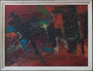 Peter Busa (1914 - 1985) Pennsylvania Listed Artist Abstract Oil Signed