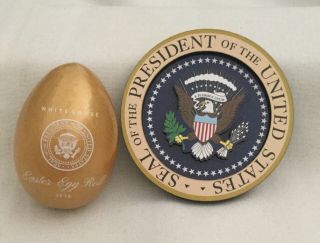 Trump 2018 Gold White House Easter Egg,  Eagle Seal Magnet President = Two Pc
