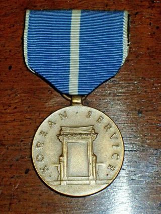 Korea War Us Korean Service Medal Wrapped Broach Fine Strike