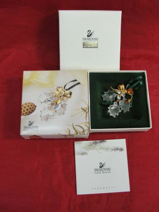Swarovski Crystal Memories Holly Christmas Tree Ornament W/box 203080