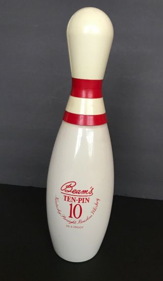Vintage Jim Beam Boubon Ten - Pin Empty Bottle Only 750 Ml.  Bowling Pin Man Cave