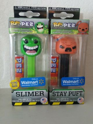 Funko Pop Pez Walmart Exclusive Glow In The Dark Slimer And Angry Stay - Puft