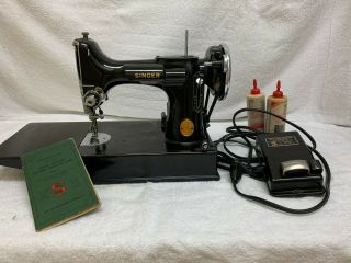 Vintage Singer Model 221 - 1 Portable Sewing Machine With Case