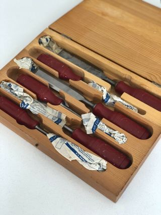 Boxed Set Of 6,  Vintage Swedish E A Berg Bevel Edged Chisels.  Some