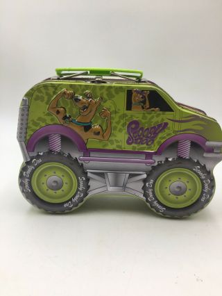 Scooby Doo Monster Truck Collector Embossed Lunch Box Tin Metal 8.  5 " X 6 "