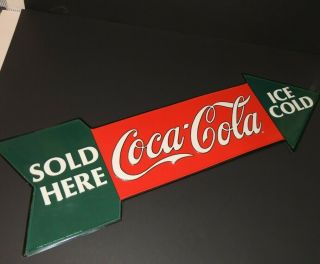 Vtg 1990 Coca Cola Ice Cold Here Soda Advertising Tin Sign
