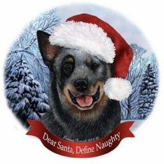 Australian Cattle Dog Santa Hat Christmas Ornament Porcelain China Usa - Made