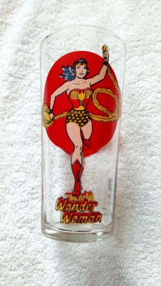 Vintage 1976 Wonder Woman Pepsi Collector Glass Series Hero Drinking Rare
