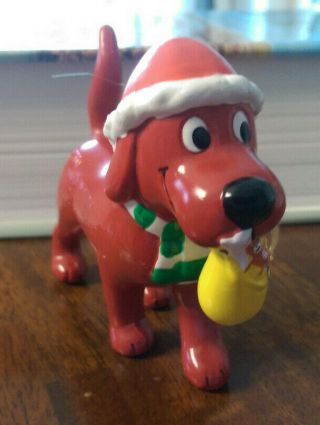 Vintage Clifford The Big Red Dog Christmas Ornament Santa Hat