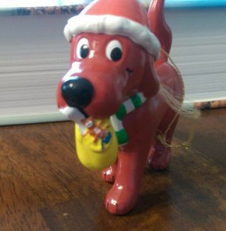Vintage Clifford the Big Red Dog Christmas Ornament Santa Hat 2