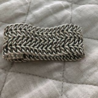 Vintage Taxco Mexico Sterling Silver Wide Mesh Woven Bracelet