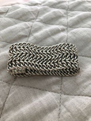 VINTAGE TAXCO MEXICO STERLING SILVER WIDE MESH WOVEN BRACELET 2