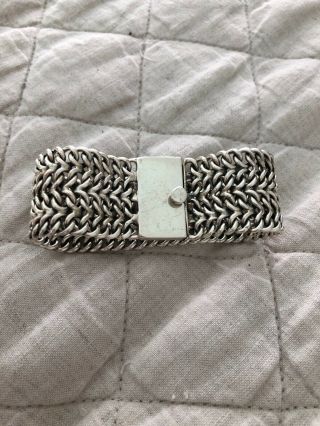 VINTAGE TAXCO MEXICO STERLING SILVER WIDE MESH WOVEN BRACELET 3