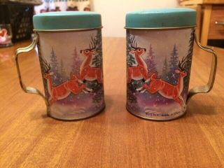 Adorable Vintage Tin Deer Salt & Pepper Shakers - J.  S.  N.  Y - Set Of 2
