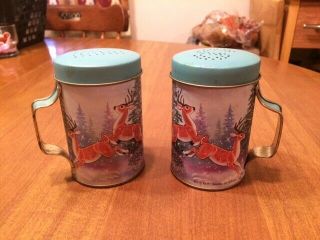 Adorable Vintage Tin Deer Salt & Pepper Shakers - J.  S.  N.  Y - Set of 2 2