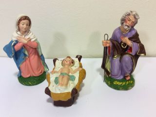 Vintage Nativity Figures Italy Mary Joseph & Baby Jesus Paper Mache