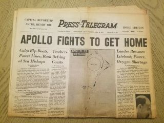Vtg Apr 1970 Long Beach Independent Press Telegram Newspaper Ca Apollo 13 Nasa