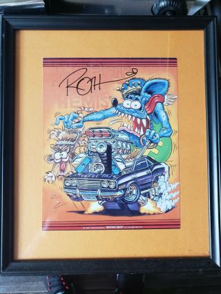 Rat Fink Sighed By Ed Roth Framed 8x10 Mopar Man 1996