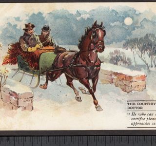 Country Doctor Winter Horse Sleigh Mellins Baby Food Victorian Advertising Card