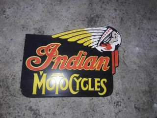 Porcelain Indian Motorcycle Enamel Sign Size 10 " X 8 " Inch