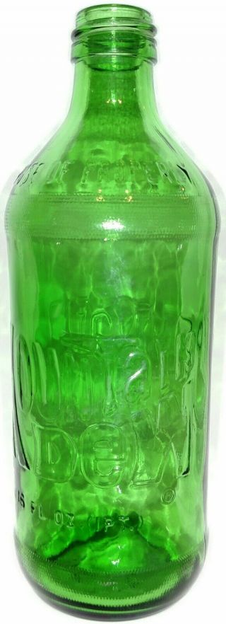 1977 Mountain Dew Soda Pop Green Glass Bottle Screw Top 16 Fl Oz 1 Pt 7 5/8 "