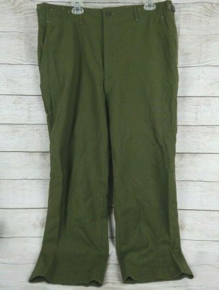 Vintage Us Military Korean War Wool Od Green M - 1951 Field Trousers Pants Large
