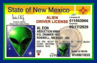3.  75 " Funny Alien Drivers License Vinyl Sticker.  Ufo Area 51 For Laptop,  Bong.