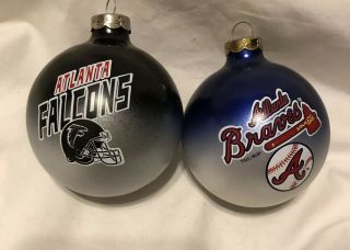 Atlanta Braves & Atlanta Falcons Christmas Tree Ornaments Blown Glass