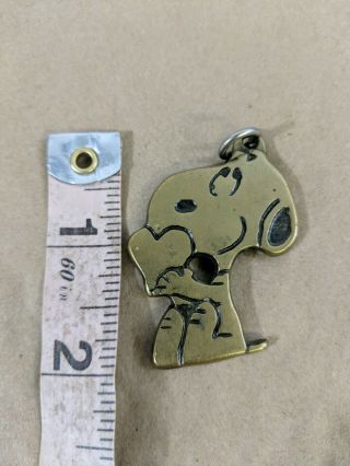 1958 Ufs Aviva Charlie Brown Dog Snoopy Key Chain Solid Brass Vintage Heart D36