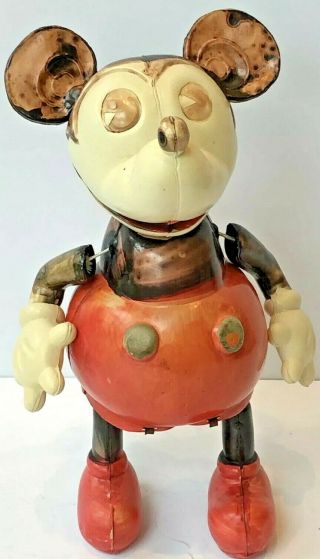 Ultra Rare Antique 1934 Disney " Rambling " Mickey Mouse Celluloid Wind - Up Japan