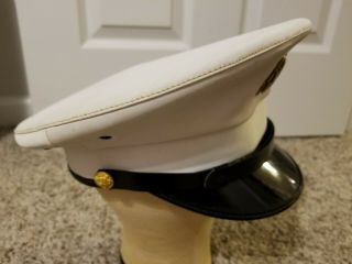 Vintage Us Army Military Police Hat White Uniform Service Cap Visor